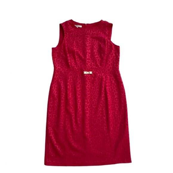 Evan Picone Dress Red Monochromatic Print Sleeveless Lined Holiday Dress Size 14 - Picture 12 of 12